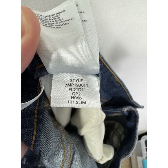 Lucky Brand 121 Slim Straight Jeans Mens 38x32 Blue Denim Dark Wash Stretch - Picture 8 of 11